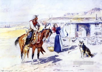 La casa de Thorne en el campo 1897 Charles Marion Russell Indiana cowboy Pinturas al óleo